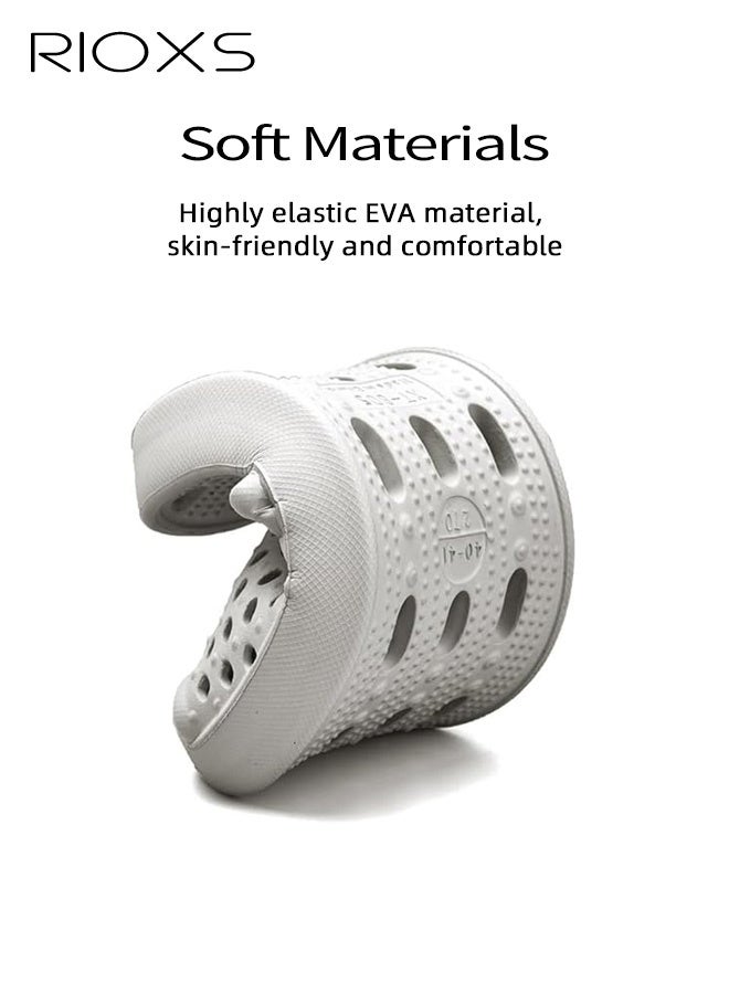 RIOXS Slippers For Men Women, Quick Drying Shower Slippers With Drainage Holes, Soft Comfortable Slippers, Unisex Flat Sliders, Non-Slip Bath Slippers, Bathroom Slippers For Indoor Outdoor Poolside Use, Lightweight Dorm Home Slide Sandals, Light Gray - Image 3